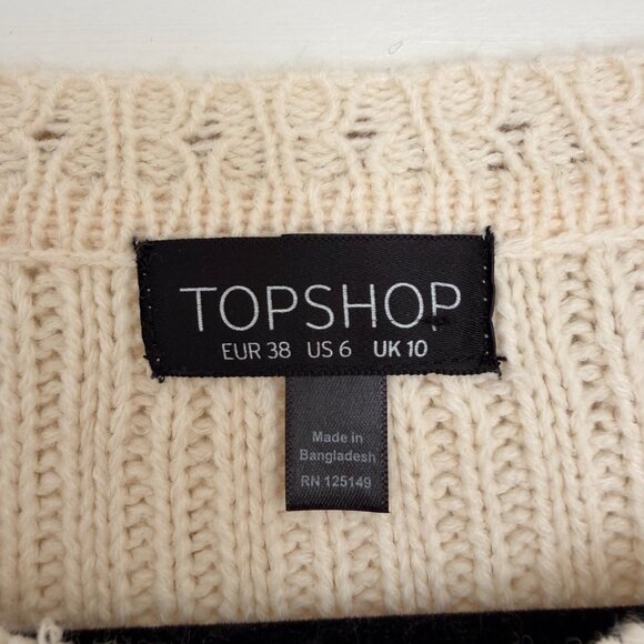Topshop chunky eyelet knit sweater in cream - Picture 5 of 11